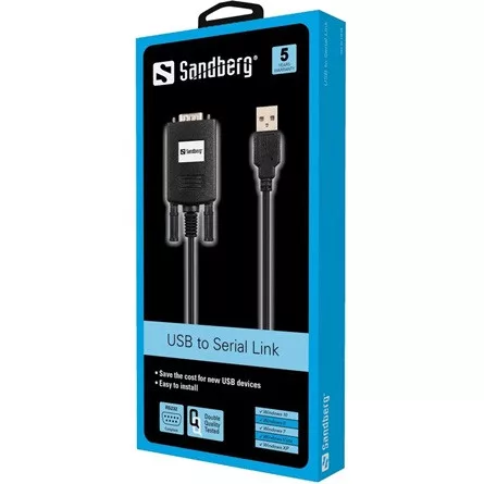 Sandberg USB-A 2.0 -> Serial RS-232 DB9 M/M adatkábel 0.3m fekete