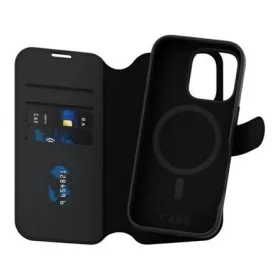   PANZERGLASS iPhone 16 Pro PANZERGLASS CARE TANGO TWO-IN-ONE tok álló, bőr hatású FLIP, kivehető telefonvédő, FEKETE