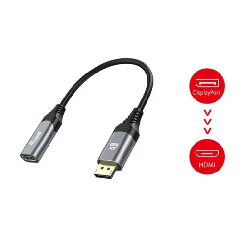 Equip Átalakító - 133445 (DisplayPort1.2 to HDMI, 4K/60Hz, szürke)