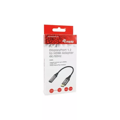 Equip Átalakító - 133445 (DisplayPort1.2 to HDMI, 4K/60Hz, szürke)