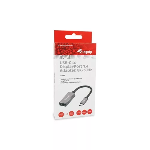 Equip Átalakító - 133493 (USB-C to DisplayPort1.4, 8K/60Hz, szürke)