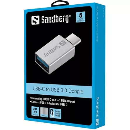 Sandberg USB-C -> USB-A 3.0 M/F adapter ezüst