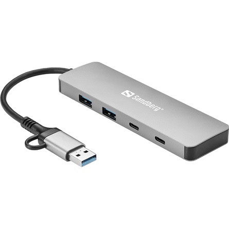 Sandberg 136-64 4-portos USB-C/A hub ezüst