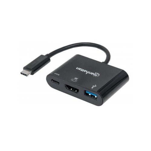 Manhattan Kábel átalakító - USB-C 3.1 to HDMI/USB-C 3.1/USB3.0 (1080p@60Hz or 3840x2160p@30Hz, 4K)