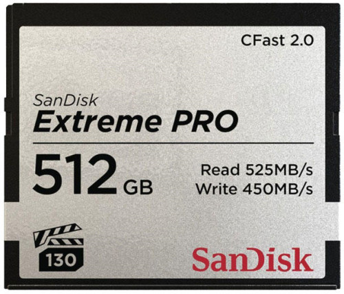 SANDISK CFAST 2.0 EXTREME PRO KÁRTYA 512GB, 525MB/S, VPG130