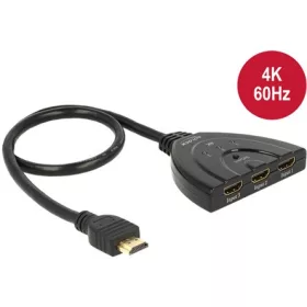   Delock ADA Delock 18600 HDMI UHD-kapcsoló, 3 x HDMI-bemenet > 1 x HDMI-kimenet, 4K integrált kábellel (50 cm)
