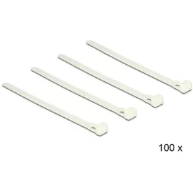 Delock 150x7,2mm kioldható kábelkötegelő fehér 100db