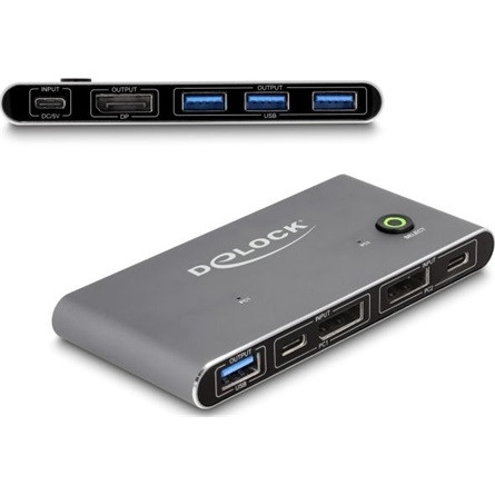 Delock DisplayPort KVM 8K 30 Hz kapcsoló USB 5 Gbps