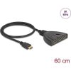 Delock HDMI switch 3 x HDMI bemenet - 1 x HDMI kimenet 8K 60 Hz, integrált kábellel 60 cm