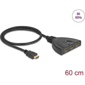   Delock HDMI switch 3 x HDMI bemenet - 1 x HDMI kimenet 8K 60 Hz, integrált kábellel 60 cm
