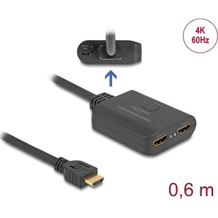 Delock 18650 2-portos HDMI video splitter fekete