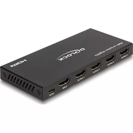 Delock HDMI elosztó 1 x HDMI megoszlik 4 x HDMI-vé, 4K 60 Hz kimenettel és downscalerrel