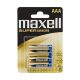 VEZ Maxell Elem - Szuper Alkáli elem,  4db AAA (LR03), 1,5V (no mercury)