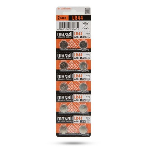 VEZ Maxell Elem - A76 gombelem, LR44, 1,5V, 10db-os