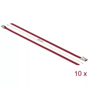   Delock Rozsdamentes Acél Kábelkötegek Hossza 200 x Szélesség 4,6 mm piros 10 db.