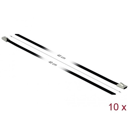 Delock Rozsdamentes Acél Kábelkötegek Hossza 400 x Szélesség 4,6 mm fekete 10 db.