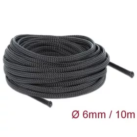 Delock Fonott kábelharisnya nyújtható 10 m x 6 mm fekete