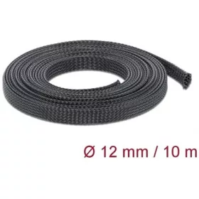 Delock Fonott kábelharisnya nyújtható 10 m x 12 mm fekete