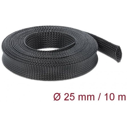 Delock Fonott kábelharisnya nyújtható 10 m x 25 mm fekete
