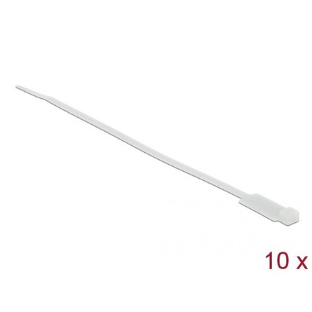Delock Kábelkötöző címkével Hx 270 x Sz 4,8 mm, 10 darab fehér