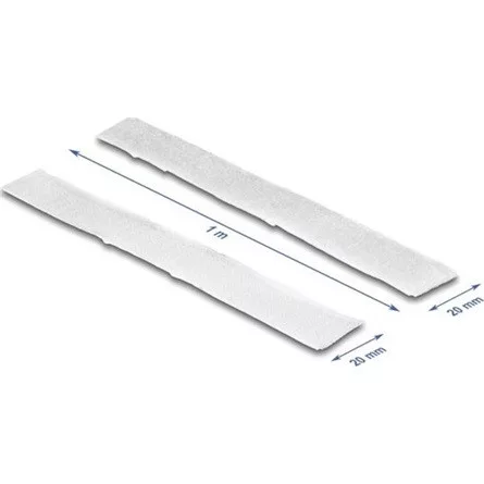 Delock Öntapadó tépőzáras szalag-szett, H 1 m és Sz 20 mm fehér