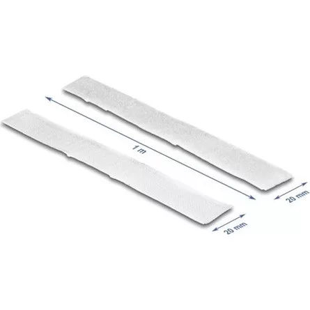 Delock Öntapadó tépőzáras szalag-szett, H 1 m és Sz 20 mm fehér