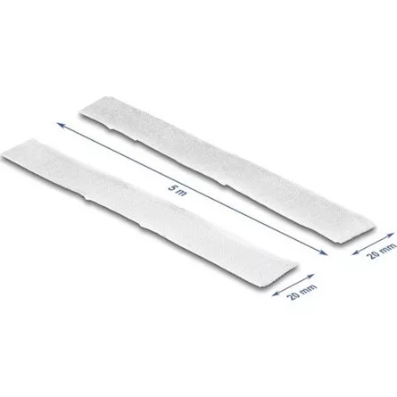 Delock Öntapadó tépőzáras szalag-szett, H 5 m és Sz 20 mm fehér