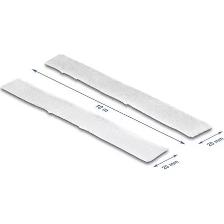 Delock Öntapadó tépőzáras szalag-szett, H 10 m és Sz 20 mm fehér