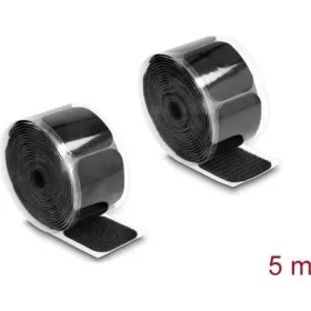  Delock Tépőzáras párna és tekercs öntapadós 45 x 50 mm nagyságú és 5 m hosszú fekete