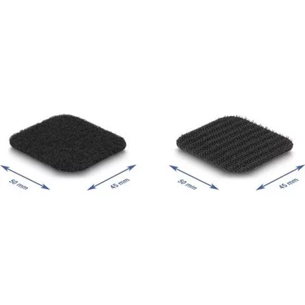 Delock Tépőzáras párna és tekercs öntapadós 45 x 50 mm nagyságú és 5 m hosszú fekete