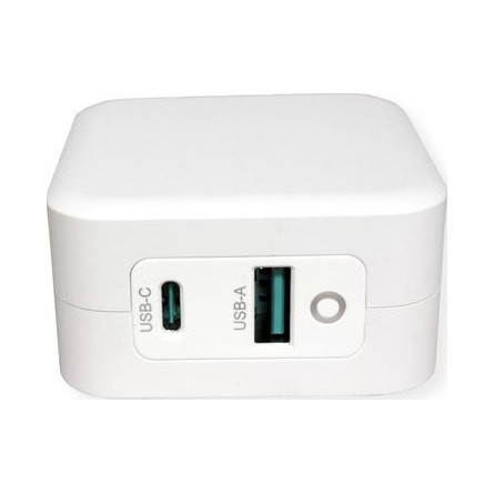 ROLINE Fali töltő, 1x USB3.0 Type-A + 1x USB Type-C, 65W, fehér