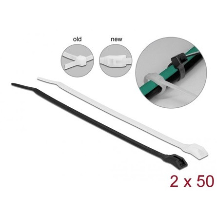 Delock Kábelkötegelő lapos fejrésszel hossza 150 mm szélessége 3,6 mm, 100 db.