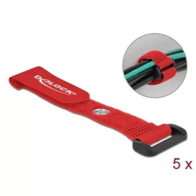   Delock Befűzős kábelkötegelő tépőzárral és szorító karikával hossza 150 mm, szélessége 20 mm, 5 db.