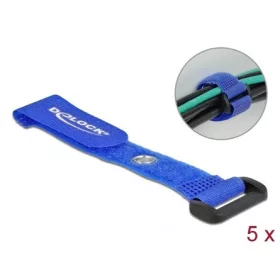   Delock Befűzős kábelkötegelő tépőzárral és szorító karikával hossza 150 mm, szélessége 20 mm, 5 db.