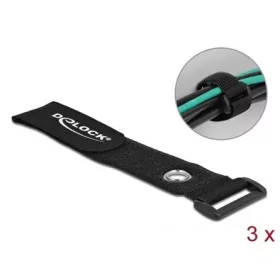   Delock Befűzős kábelkötegelő tépőzárral és szorító karikával hossza 280 mm, szélessége 38 mm, 3 db.