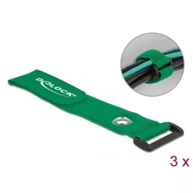   Delock Befűzős kábelkötegelő tépőzárral és szorító karikával hossza 280 mm, szélessége 38 mm, 3 db.