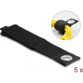   Delock Nagy teherbírású tépőzáras pánt szorító szemmel hossza 508 x szélessége 50 mm, 5 db. fekete