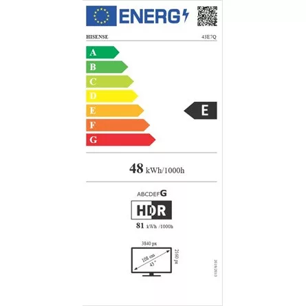 Hisense 43" 43E7Q 4K UHD Smart QLED TV
