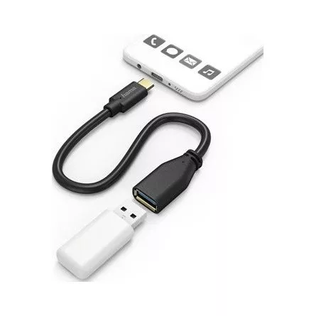 Hama USB-C -> USB-A 3.0 M/F adapter 0.15m fekete OTG