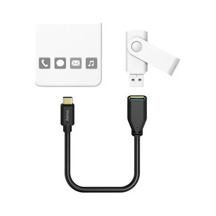 Hama USB-C -> USB-A 3.0 M/F adapter 0.15m fekete OTG