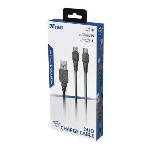 TRUST Kettős, töltő és játékhoz használható kábel 20165 (GXT 222 Duo Charge & Play Cable for PS4)