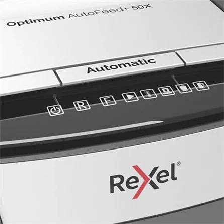 Rexel Optimum AutoFeed+ 50X keresztvágó / konfettivágó iratmegsemmisítő szürke