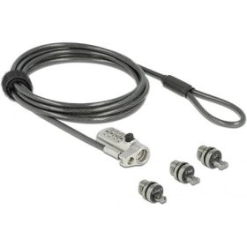   Delock Kensington Noble Wedge & Nano 3-zárófejes kombinációzáras fekete-ezüst