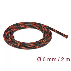   Delock Fonott kábelharisnya nyújtható 2 m x 6 mm fekete-piros