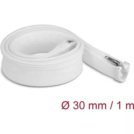 Delock Befont karmantyú zipzáras szorítóval hőállóság egészen 1 m x 30 mm-es fehér