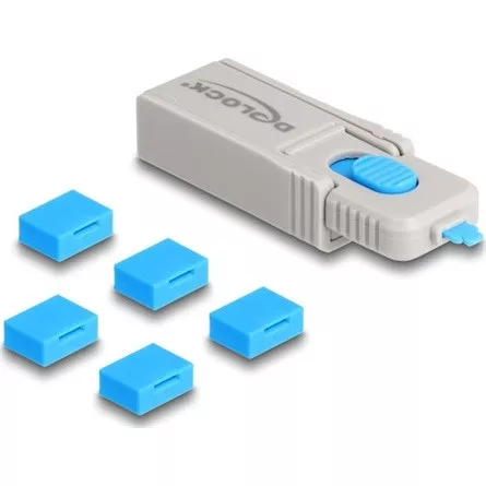 Delock USB port blokkoló szett A-típusú USB anya portok számára, 5 db. + lezáró eszköz