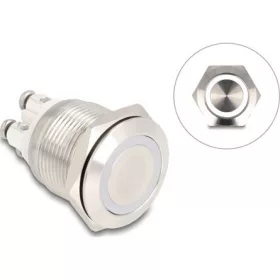   Delock Nyomógomb beszereléshez 19 mm 4 db. csavarhely LED fehér