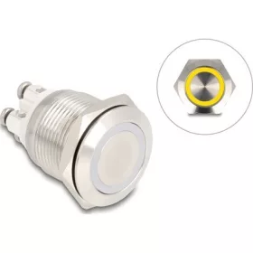   Delock Nyomógomb beszereléshez 19 mm 4 db. csavarhely LED sárga