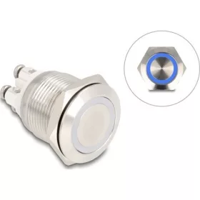   Delock Nyomógomb beszereléshez 19 mm 4 db. csavarhely LED kék
