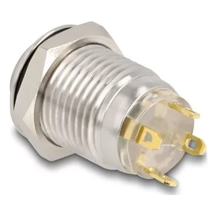 Delock Nyomógomb beszereléshez 12 mm 4 x forrasztási csatlakozó LED kék